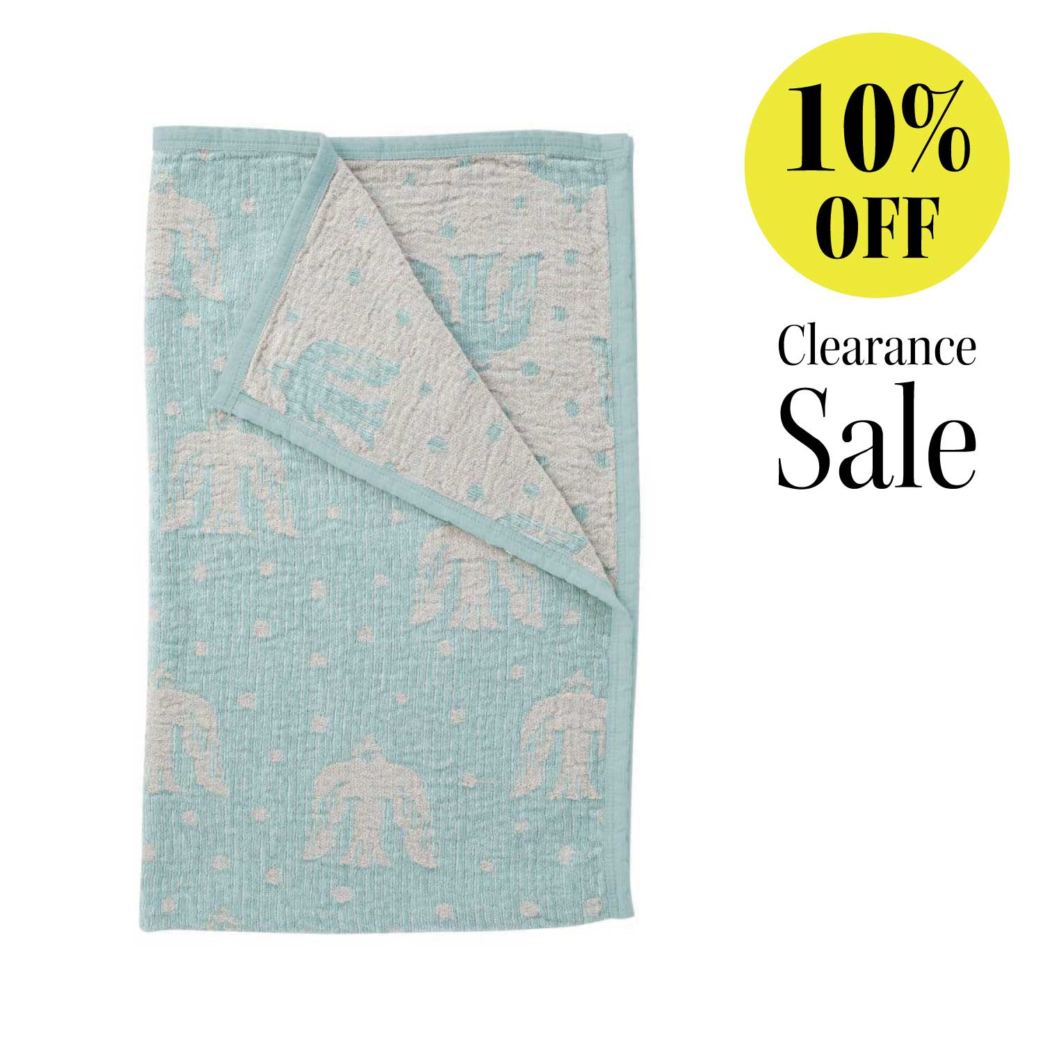 ハーフブランケット | リネン&シュニールコットン | birds in the snow | ライトブルー