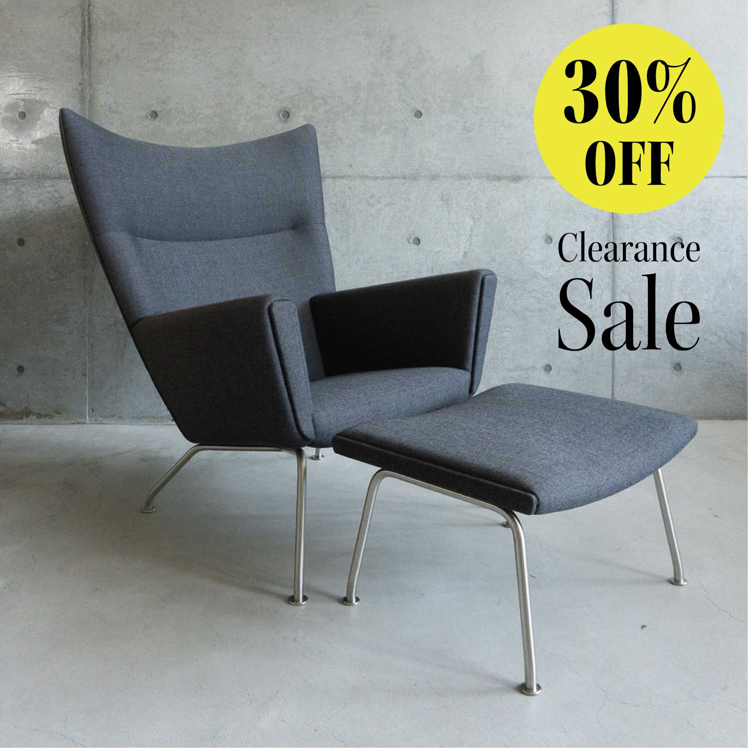 CH445 & 446 | WING Chair & Foot Stool