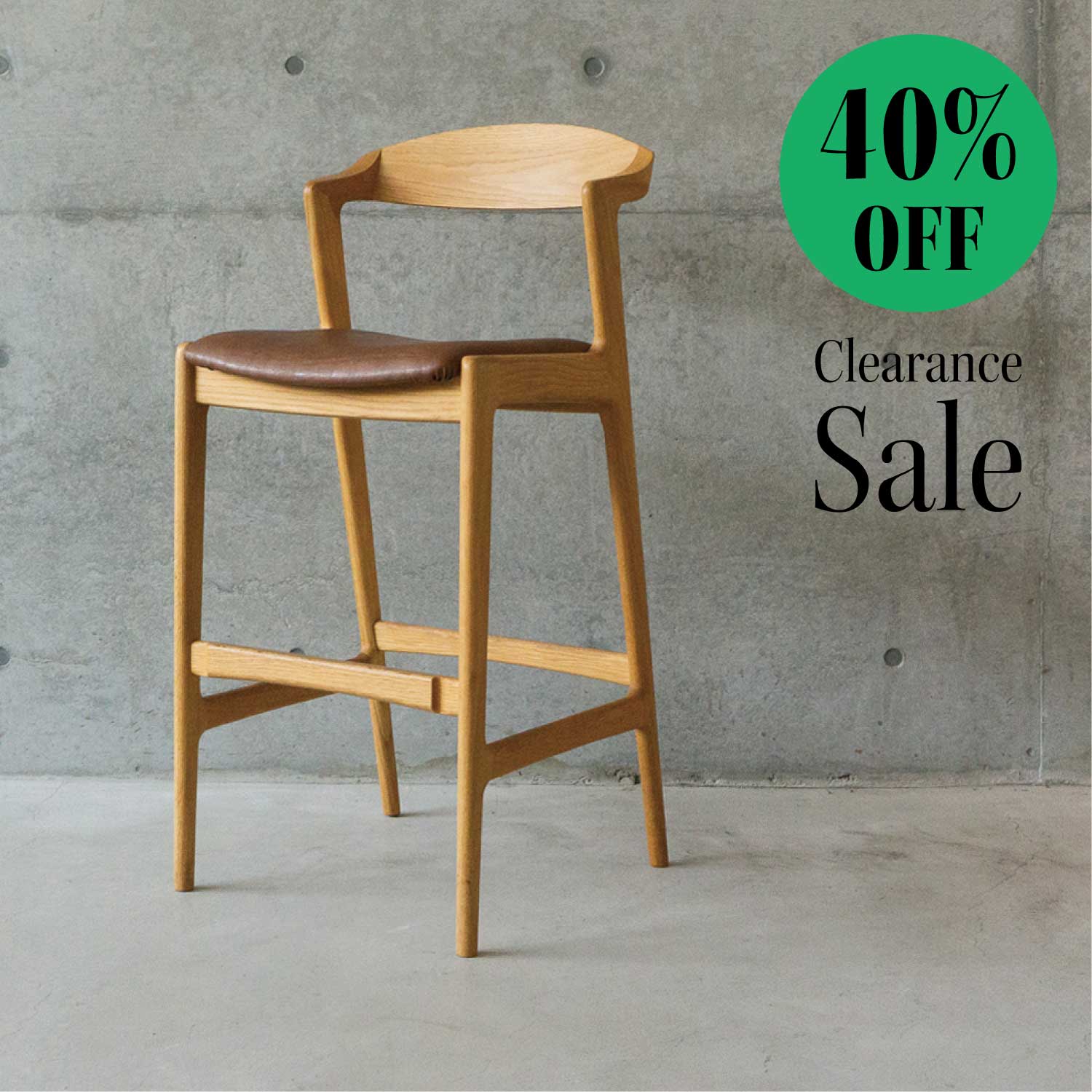 ユナ セミアーム カウンターチェア | 棚なし | ホワイトオーク